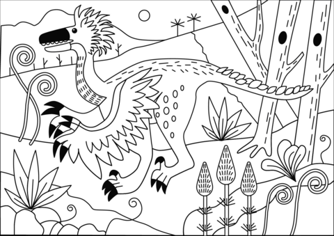 Deinonychus Cretaceous Period Dino Coloring Page